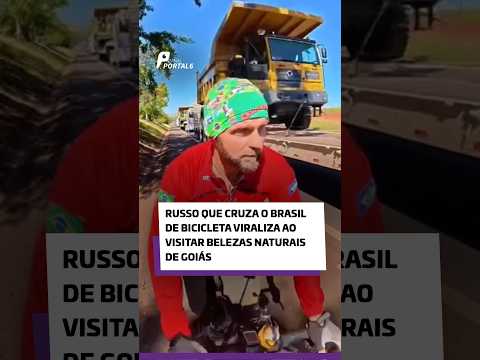 Russo que cruza o Brasil de bicicleta viraliza ao visitar belezas naturais de Goiás
