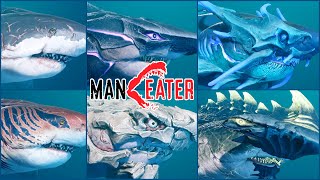 MANEATER ALL SHARKS EVOLUTION including ATOMIC SHARK. All Sharks Max Level &amp; Short Gameplay
