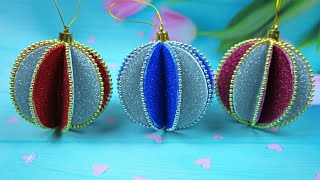 How to Make Christmas Ball - Glitter Foam Christmas Ornaments - DIY Handmade Xmas Craft Ideas