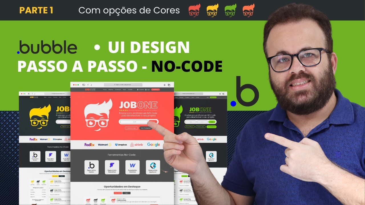 BUBBLE - UI DESIGN - No -Code - (Parte 1) - Completo Home  Site de Empregos e Projeto Freelance