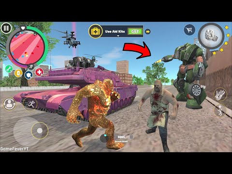 Rope Hero: Vice Town - (stone giant thorns prick dual military tank) stone giant throw tank on air