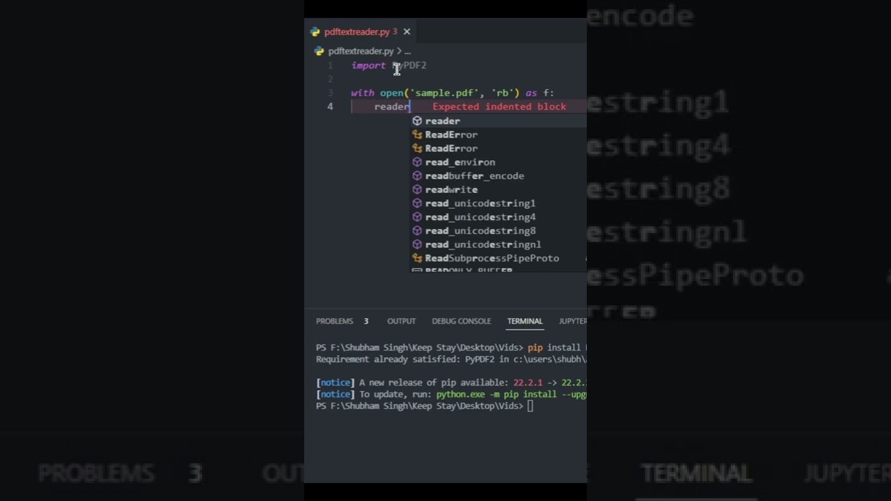 #short trick to make PDF text reader in #python #developers