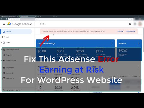 Fix Earnings at risk - One or more of your ads.txt files doesn't contain your AdSense publisher ID