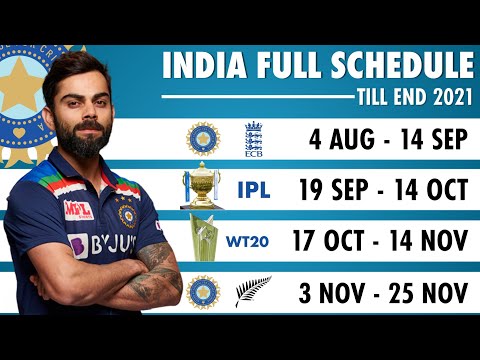Team India Full Schedule 2021 | India Upcoming Series 2021 | IPL Shedule T20 World Cup Schedule 2021