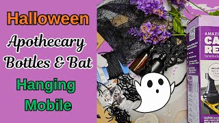 #224 Halloween Resin Bat & Apothecary Bottles Hanging Mobile