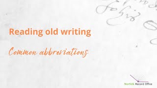 Palaeography- abbreviations