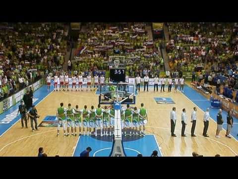 Slovenska himna pred tekmo Slovenija: Hrvaška - Eurobasket, Celje 8.9.2013