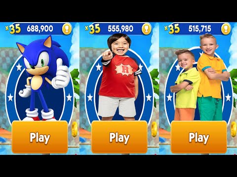 Tag with Ryan vs Sonic Dash vs Vlad & Niki Run All Characters Unlocked