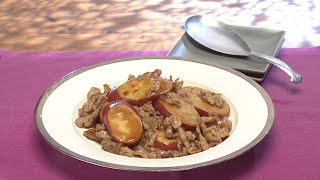 【3分クッキング公式】さつま芋と豚肉の黒酢炒め