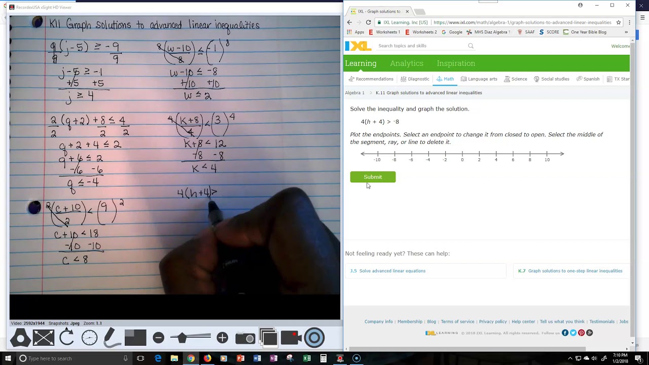IXL K11 Graph solutions to advanced linear inequalities