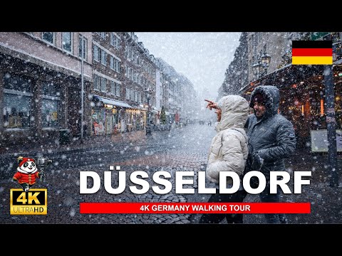 🇩🇪 Schnee & Kälte in Düsseldorf 2026 ❄️ | Winterspaziergang | 4K HDR Binaural