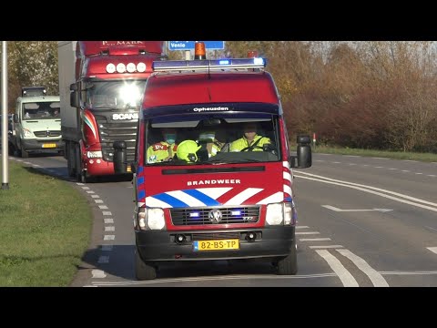Prio 1 Veetakel 08-8481 Brandweer Opheusden met spoed naar Wezelseijk in Wijchen