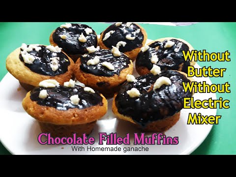 Chocolate filled Muffins | Lockdown | Easy Chocolate Muffins without butter, without Electric Beater