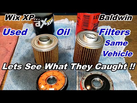 Wix Oil Filter Cut Open 51356XP / Baldwin Oil Filter Cut open B1431 / Two Used Oil Filters Cut Open