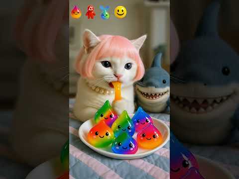 😸 Cat and Baby Shark FOOD ASMR challenge😸eating sounds🎧 |  #asmr #cat #catasmr#babyshark