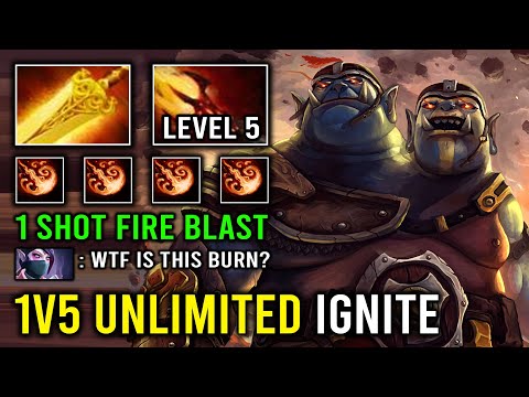 Unlimited Ignite DPS 1v5 Radiance 1 Shot Stun Lock Fire Blast Super Offlane Carry Ogre Magi Dota 2