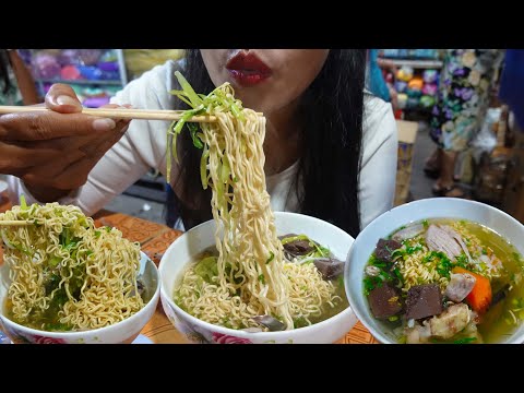 $1.25 For A Bowl Instant Noodle Soup - Phnom Penh Cheap Street Food @ Boeng Tompon Market