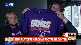 New Phoenix Suns playoff merchandise at Footprint Center