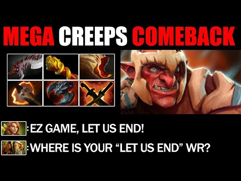IMPOSSIBLE MEGA CREEPS Comeback By Troll Warlord - Most Epic Battle Fight 7.26c Dota 2