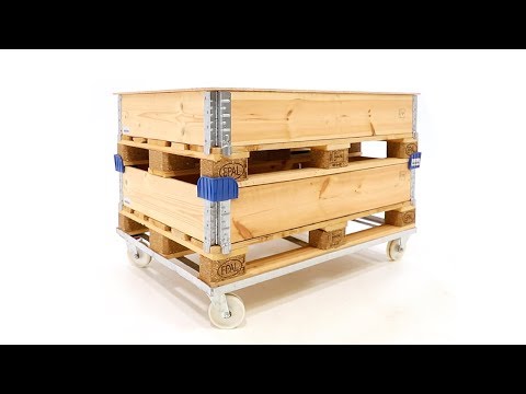 pallet stacking frames 1200x1000 mm TÜV certified hinged construction stackable