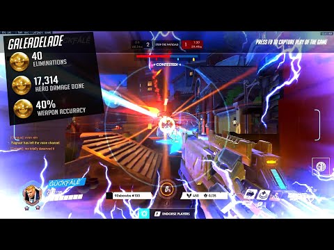 Gale Nano Soldier 76 - Insane Tracking! 40 elims! POTG! [ Overwatch Top 500 Season 28 ]