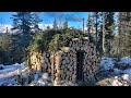 Building Camping In A Bushcraft Log Cabin In The Alaskan Bush