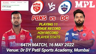 PBKS vs DC Dream11 LIVE Team | PBKS vs DC Dream11 Prediction | PBKS vs DC Dream11 Live | MATCH 64