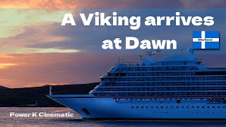 The Dawn Arrival: Viking Vela Cruise Ship Enters Lerwick Harbour. Cinematic 4K!