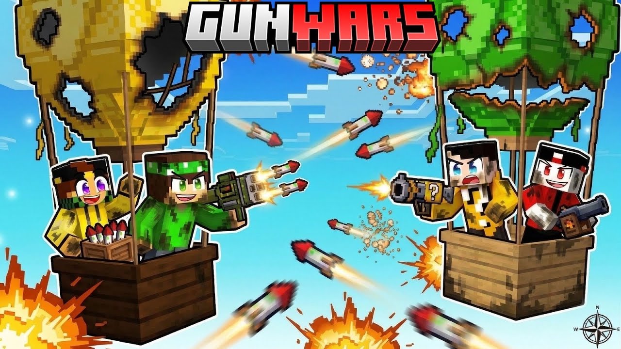 GUNWARS 2vs2 CON MONGOLFIERE ESPLOSIVE - MARCY NICO VS LOCO ZEYXON - MINECRAFT ITA