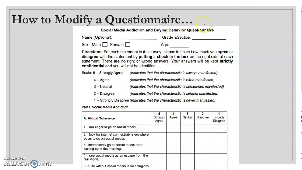 How to modify questionnaire | Quantitative Research for SHS