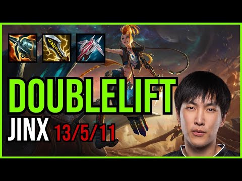 DOUBLELIFT - JINX vs JHIN ADC - NA Ranked - Patch 11.6 QUADRAKILL