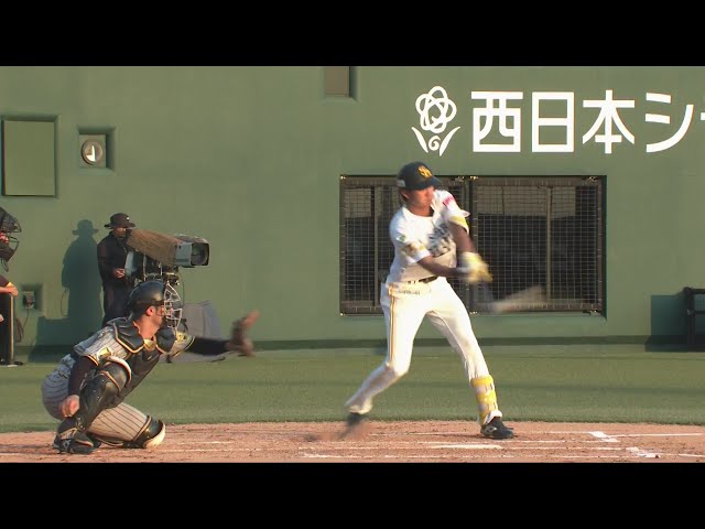 【ファーム】ホークス・佐藤航太 公式戦初打点!! センター前へのタイムリーヒットで先制!! 2024年8月16日 福岡ソフトバンクホークス 対 阪神タイガース