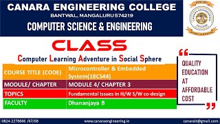 VTU MCES18CS44 MECS Embedded System HW SW co-design Fundamental issues of co-design M4 L3
