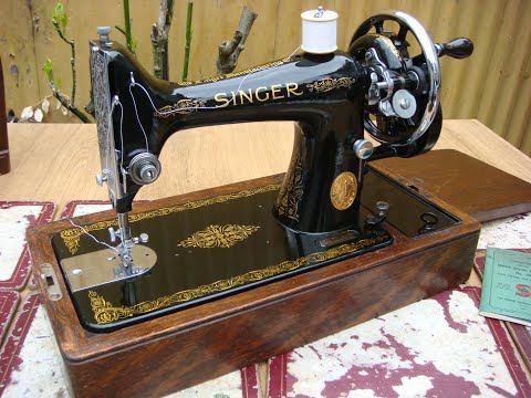 Antique Old Vintage Hand Crank Singer Sewing Machine Model 99K See Video )