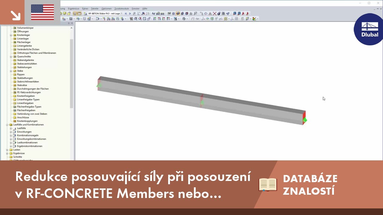 Redukce posouvající síly V-z při posouzení v RF-CONCRETE Members nebo CONCRETE podle EN 1992-1-1