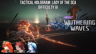Wuthering Waves - Tactical Hologram: Lady of the Sea | Difficulty VI Boss Fight Gameplay (4K 60 FPS)