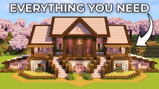Minecraft: How to Build a Cherry Blossom Survival Mansion | Tutorial🏠