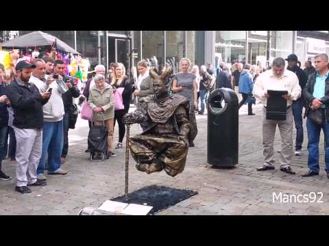 Levitating Human Statue (Street Performer in Manchester)