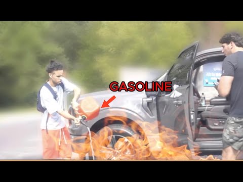 Dumping GASOLINE on Cars in the GHETTO!!(MUST WATCH)