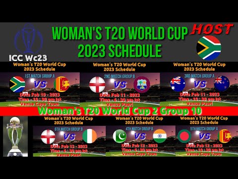 ICC Women's T20 World Cup 2023 Schedule, And Time Table Women's T20 World Cup 2023 Fixtures Schedule