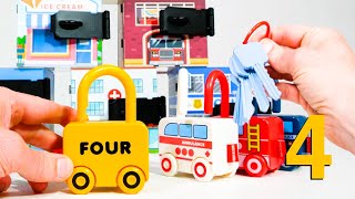 Best Toy Videos for Toddlers - Match Locking Cars with Community Buildings!