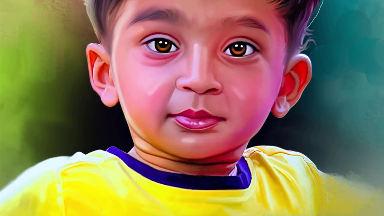 digital painting of a kid timelaspe video by prashant arts