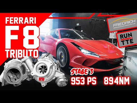 Ferrari F8 Tributo TTE Upgrade Turbos | Stage 3 - Dyno - 100-200 km/h | mcchip-dkr