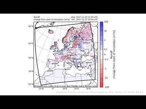 TerrSysMP monitoring run 2017-11-27 - runoff - Europe (72h)