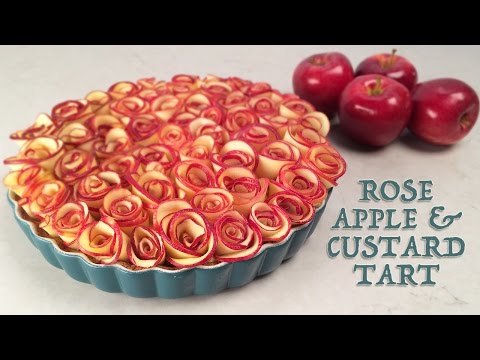 如何製作玫瑰蘋果餡餅 (ROSE APPLE CUSTARD TART RECIPE by Ann Reardon How To Cook That ROSE DESSERT)