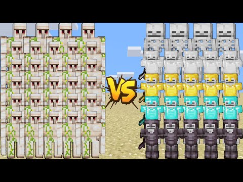 GOLEM ARMY VS ALL NEW SKELETONS – GOLEM FAMILY AND MUTANT SKELETON | EPIC MINECRAFT BATTLE