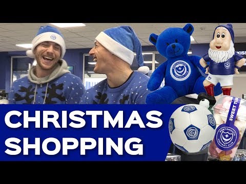 Craig MacGillivray and Jack Whatmough go Christmas shopping in the Pompey store