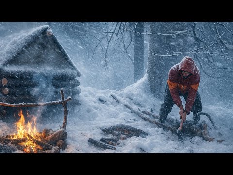 2 Days Winter Survival with Only a Tarp and Fire | Alone in Heavy Snow and -21°C Cold