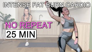 25 Minutes Intense Full Body HIIT Cardio. No repeat. Easy moves.