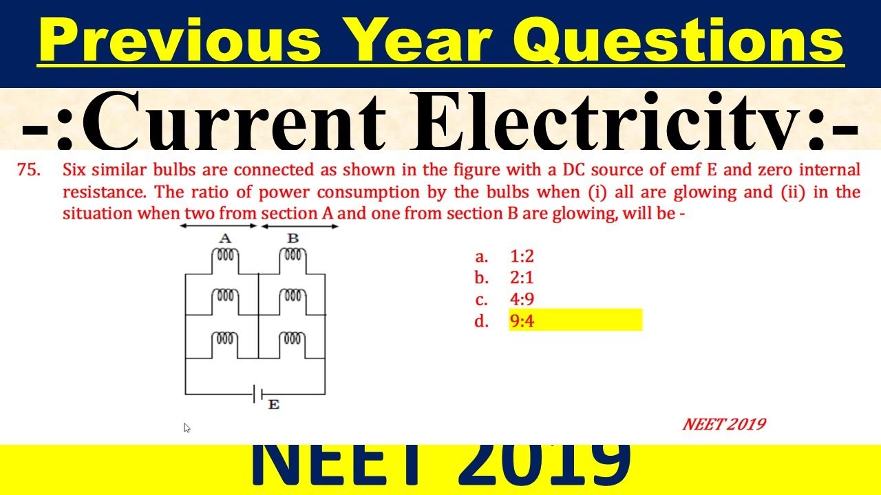 Six similar bulbs are connected as shown in the figure with a DC source of emf E and zero internal